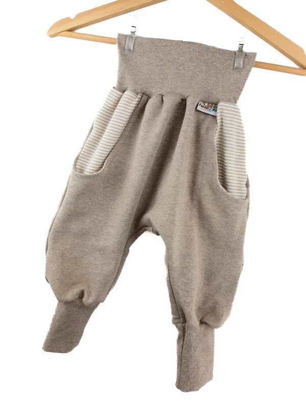 Pumphose mit Taschen sand meliert mit Streifen beige