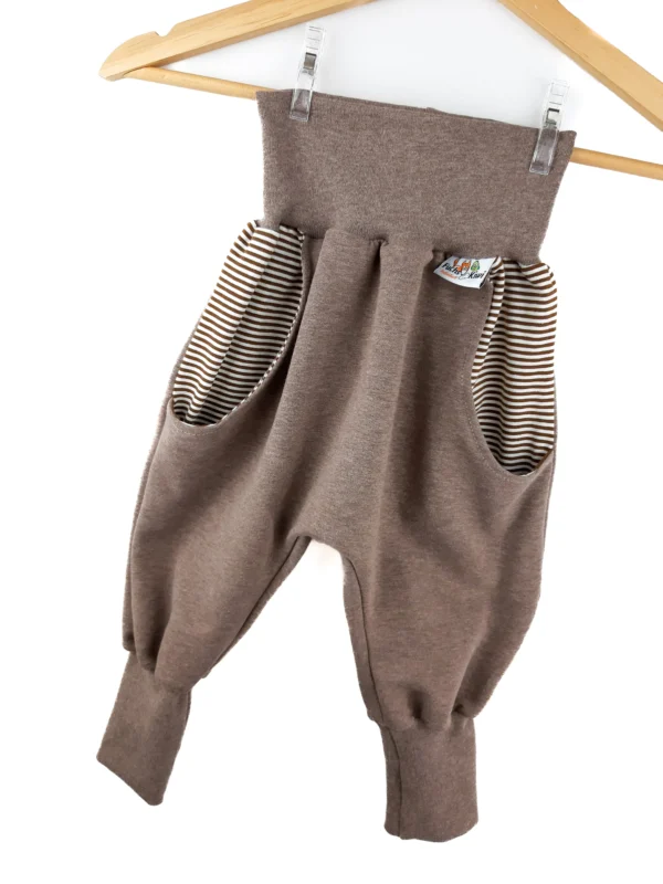 Pumphose mit Taschen braun meliert mit Streifen braun