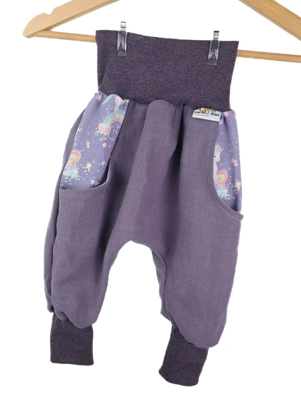 Pumphose mit Taschen flieder mit Einhörner flieder