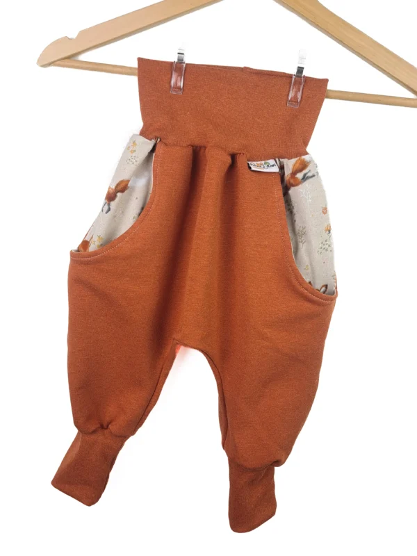 Pumphose mit Taschen rost meliert mit Fuchsi creme