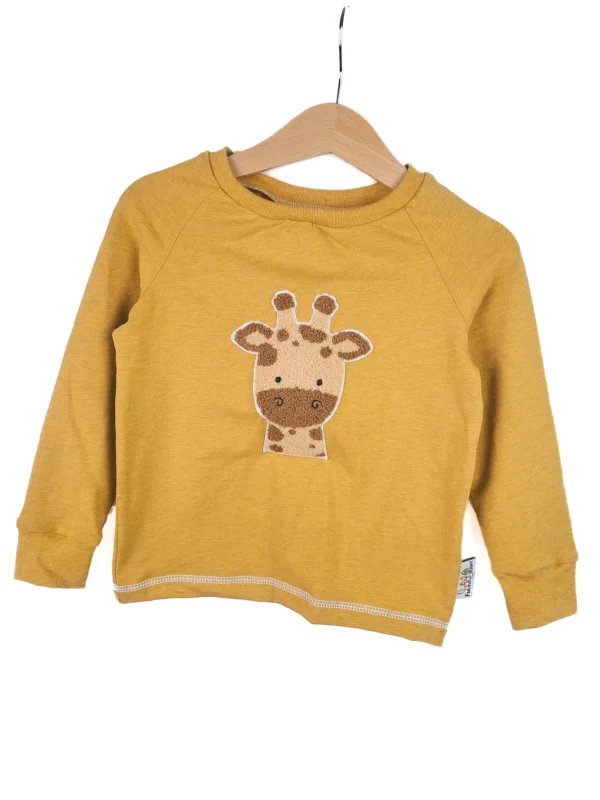Langarmshirt Giraffenkopf-Patch curry
