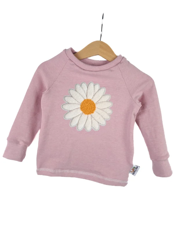 Langarmshirt Gänseblümchen-Patch rosa