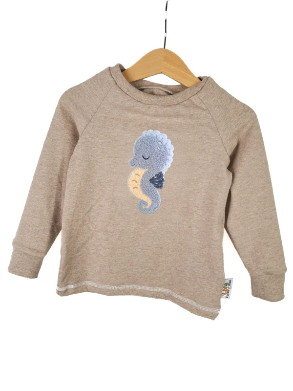 Langarmshirt Seepferdchen-Patch sand