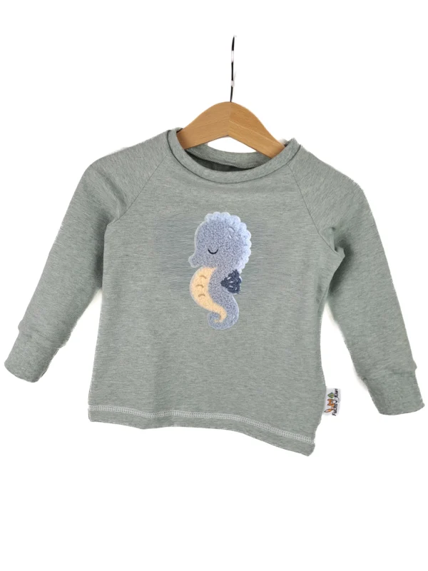 Langarmshirt Seepferdchen-Patch mint