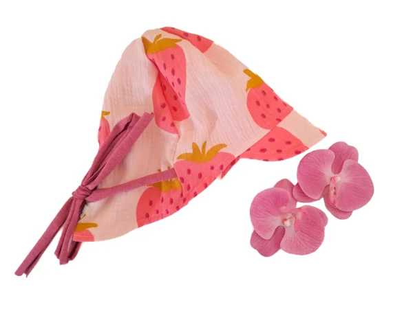 Sommerhut Musselin Erdbeeren