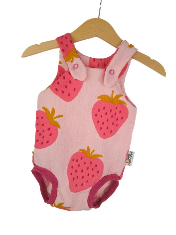 Sommerstrampler Musselin Erdbeeren
