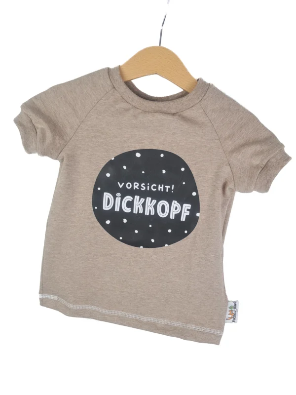T-Shirt Vorsicht Dickkopf-Patch sand