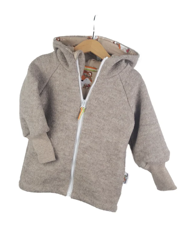 Walkjacke sand meliert mit Fuchsi sand