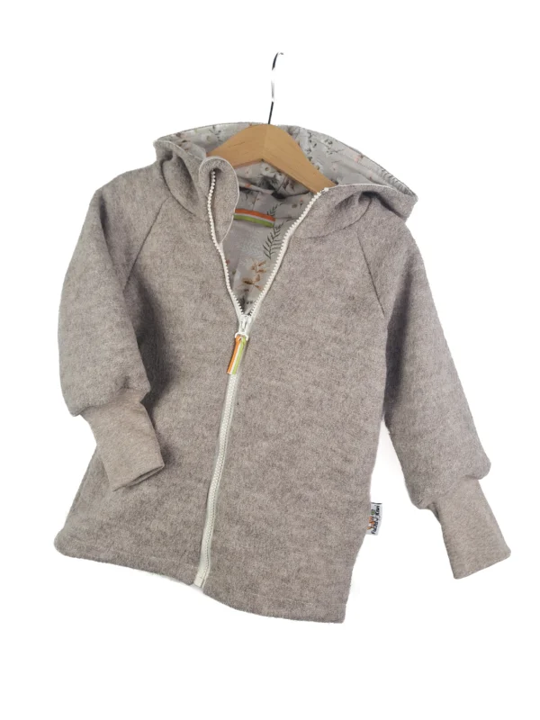 Walkjacke sand meliert mit Blümchen sand