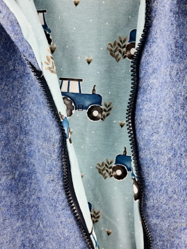Walkoverall rauchblau meliert mit Traktor blau – Bild 2