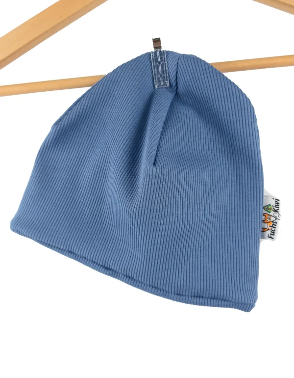 Beanie Feinripp rauchblau 46-48