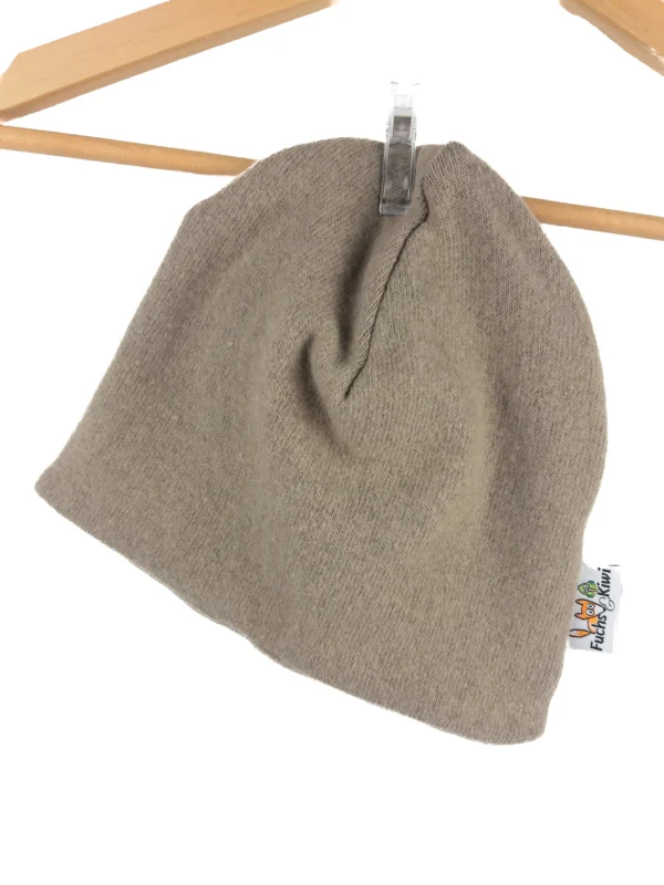 Beanie Feinstrick beige 50-54 doppellagig