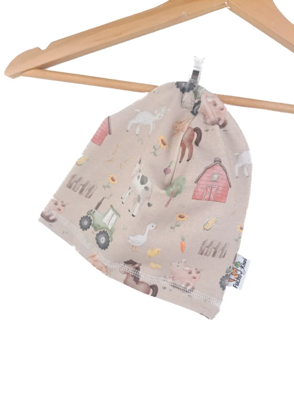 Beanie Bauernhof sand 38-40 doppellagig