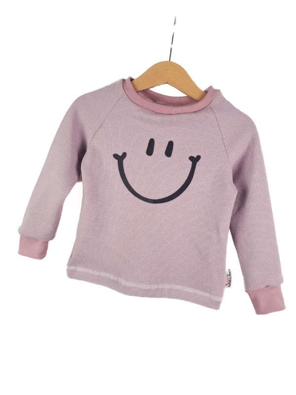 Langarmshirt Smiley Waffeljersey altrosa 86/92