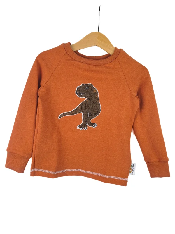Langarmshirt T-Rex-Patch Khaki/rost 86/92