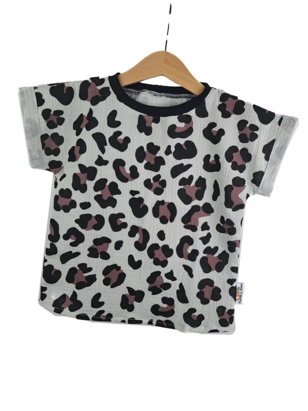 tshirt mit Umschlagarmen Musselin Leo schwarz 86/92
